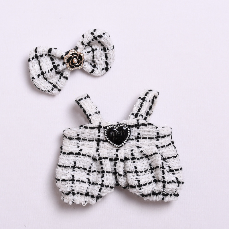 4inch bag charm cute custom clothes outfits - Black logo white overall