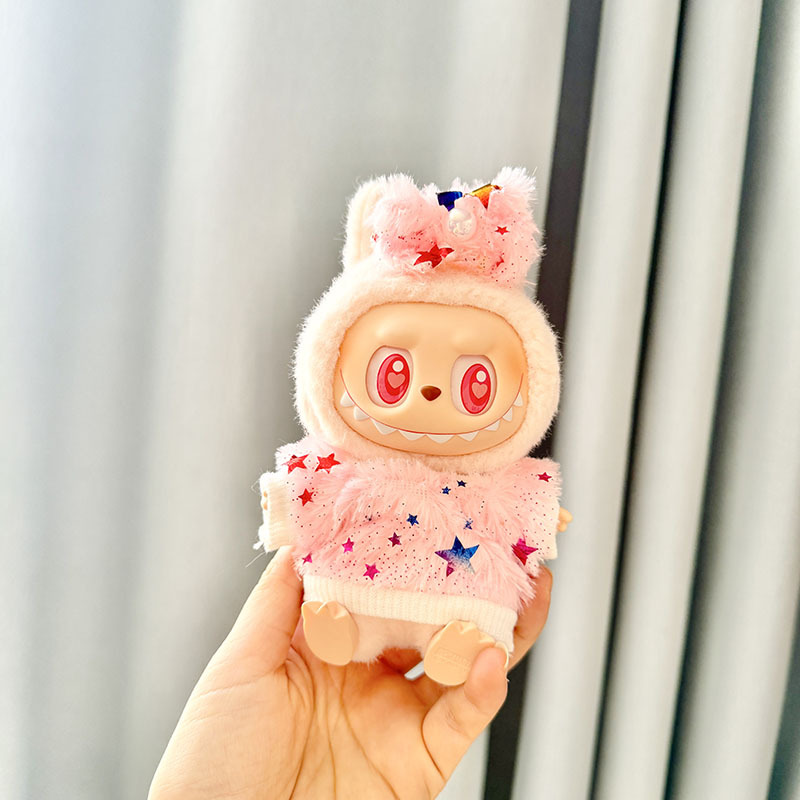 4inch bag charm cute custom clothes outfits - Multi color fluffy sweater white/pink/green