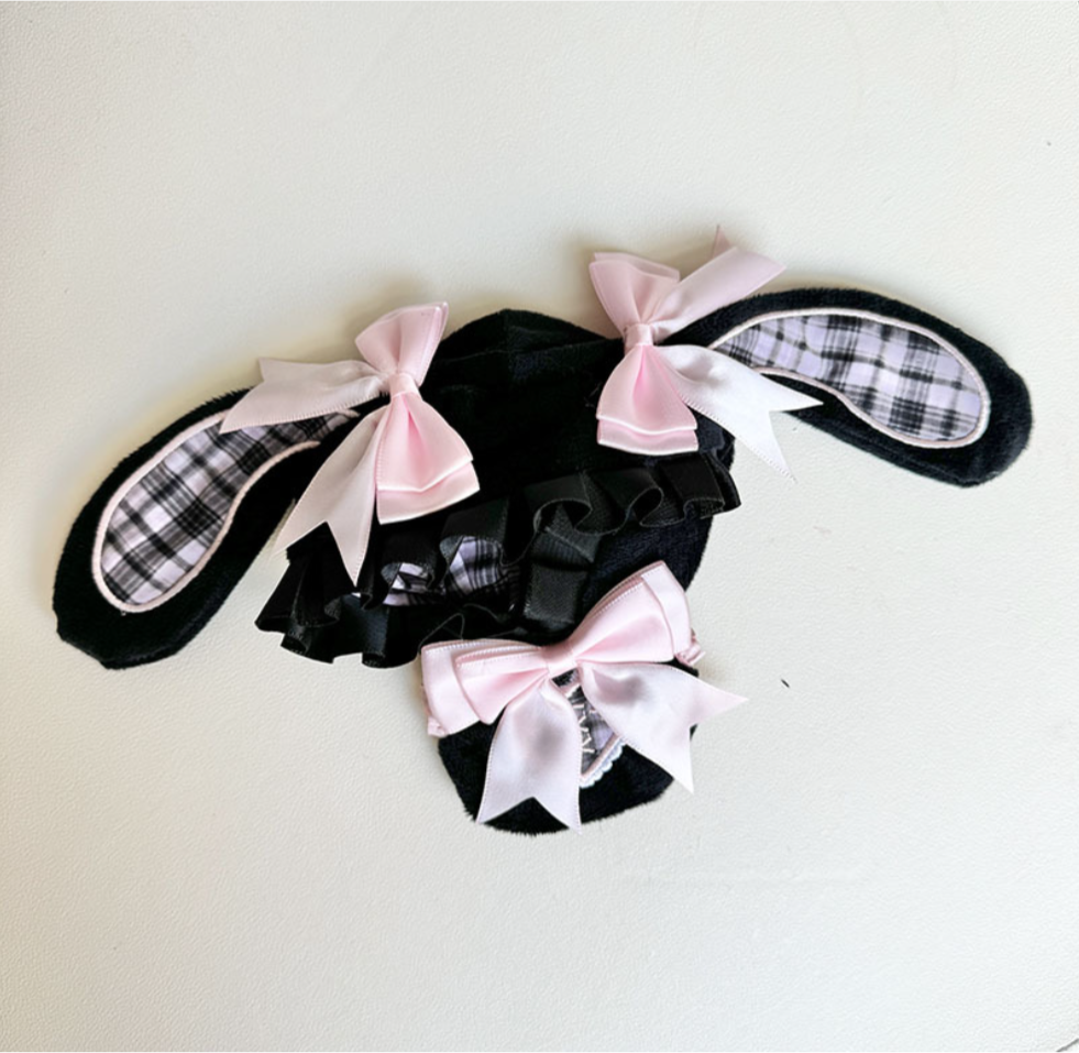 4inch bag charm cute custom clothes outfits - pink bunny ear