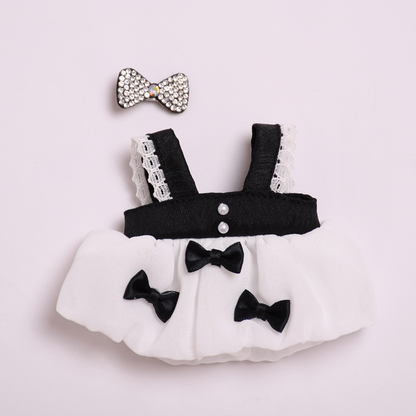 4inch bag charm cute custom clothes outfits - Elegant black white dress - 032913