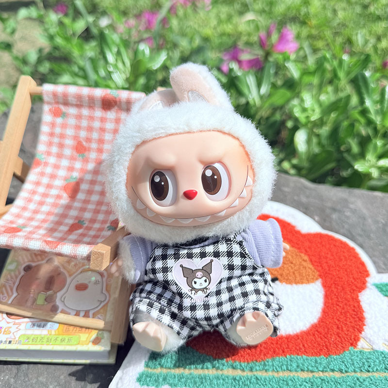 4inch bag charm cute custom clothes outfits - kuromi T-shirt & overall - 0523