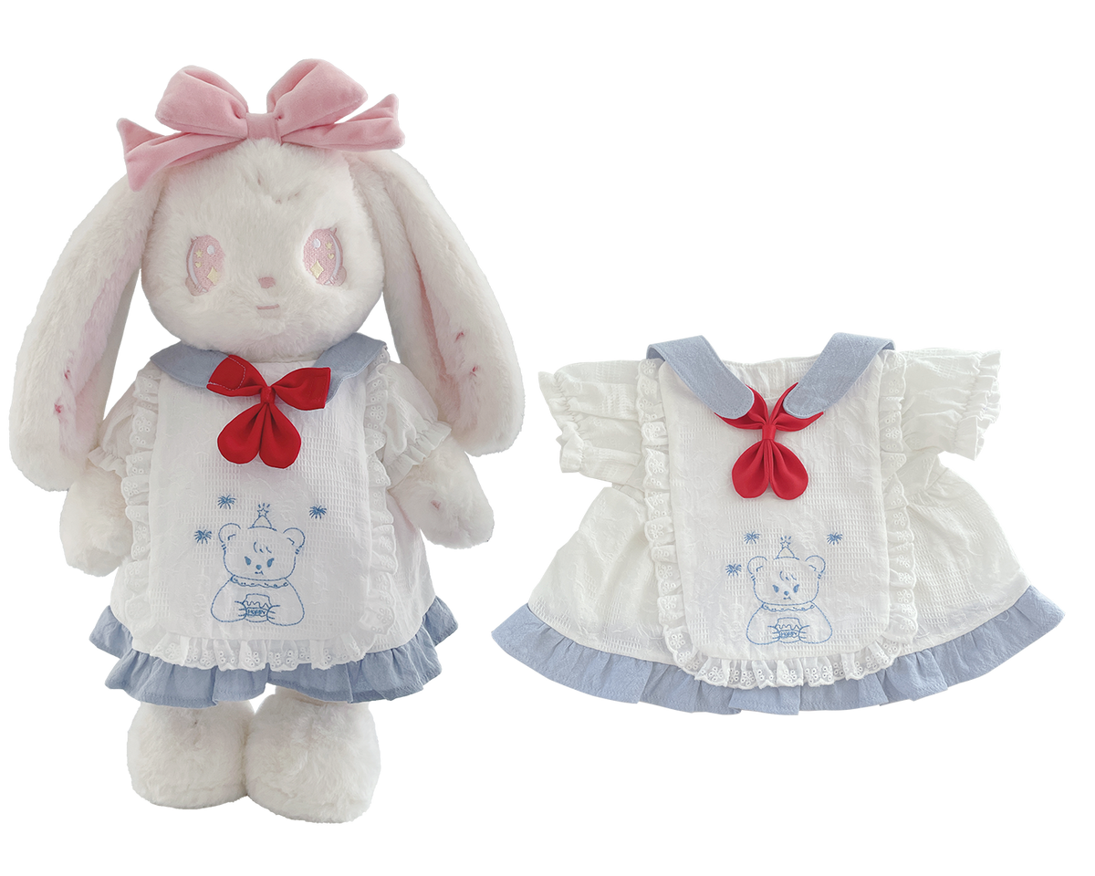 Red Bow Pinafore Dress for Bartholomew Bear Plush – 14-Inch Outfit