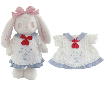 Red Bow Pinafore Dress for Bartholomew Bear Plush – 14-Inch Outfit