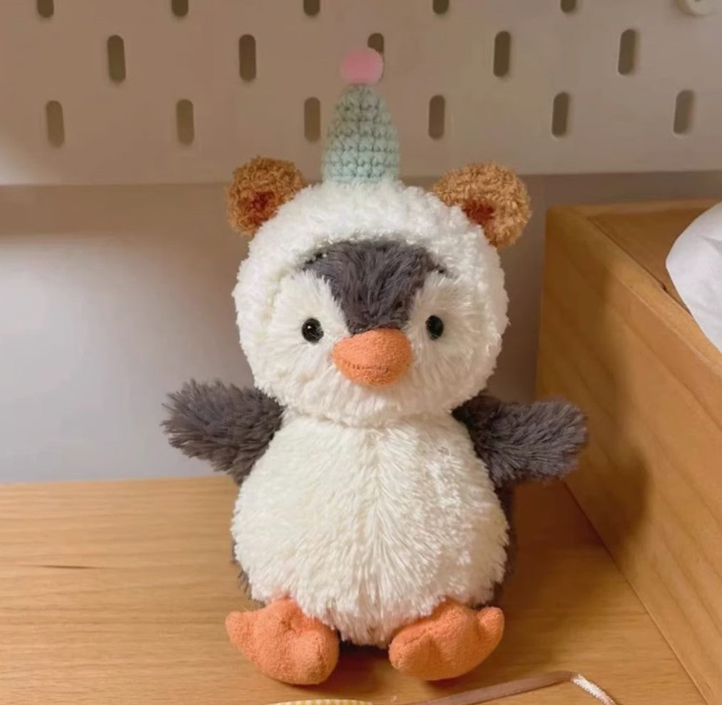 3inch jellycat amusable peanut/small peanut penguin cute hat outfit - birthday bear