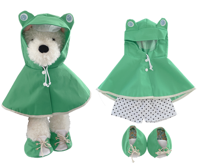 Large Bartholomew Bear & 16" Plush Clothes Outfit - Frog Raincoat Outfit Set