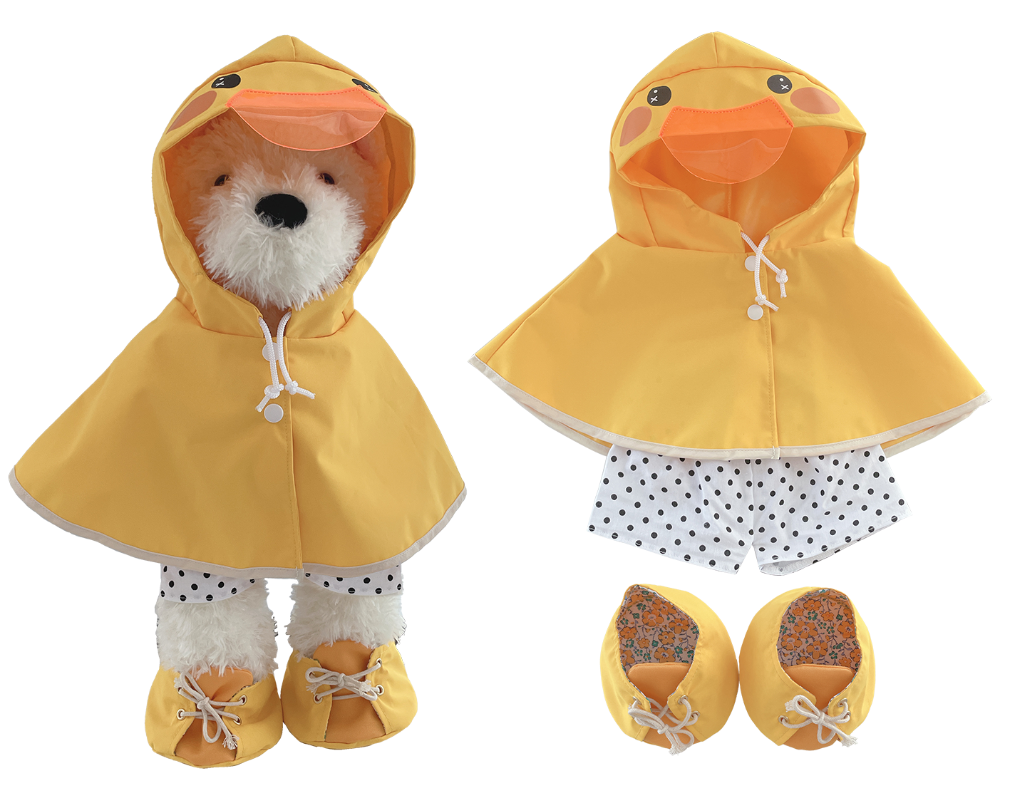 Large Bartholomew Bear & 16" Plush Clothes Outfit - Duck Raincoat Outfit Set