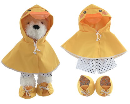 Large Bartholomew Bear & 16" Plush Clothes Outfit - Duck Raincoat Outfit Set