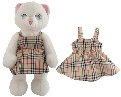 Yellow Plaid Dress for Bartholomew Bear Plush – 14-Inch Outfit