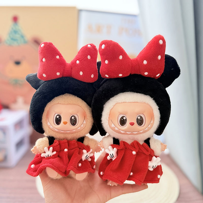 4inch bag charm cute custom clothes outfits - Micky style red bow dress - LBB030