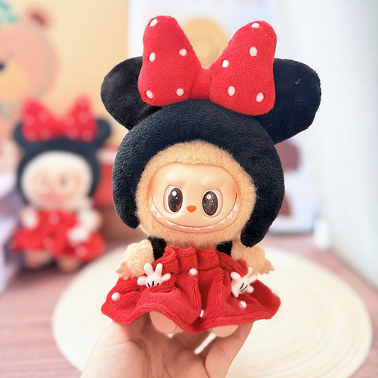4inch bag charm cute custom clothes outfits - Micky style red bow dress - LBB030