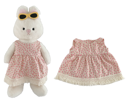 Pink Floral Fringe Dress for Bartholomew Bear Plush – 14-Inch Outfit