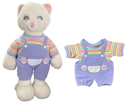 Purple Ribbed Overalls Outfit Set for Bartholomew Bear Plush – 14-Inch Outfit