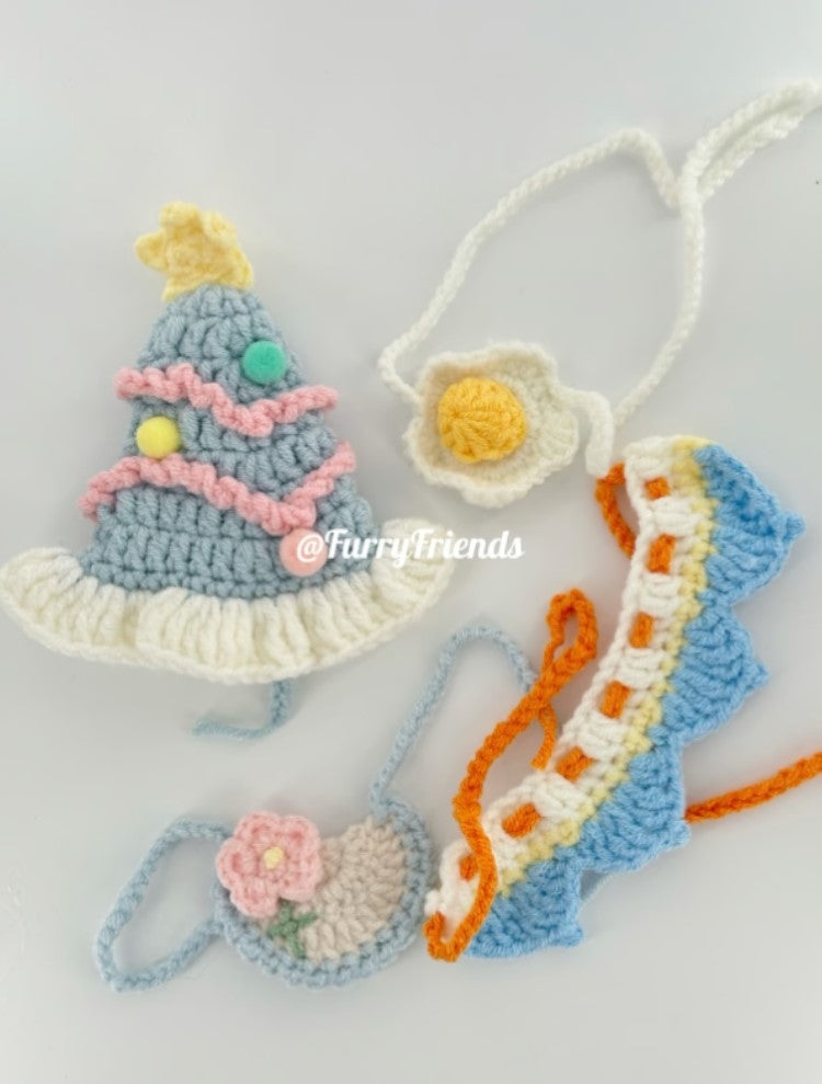 Cute custom crochet clothes outfits set of 4 - fit most small/medium size plush