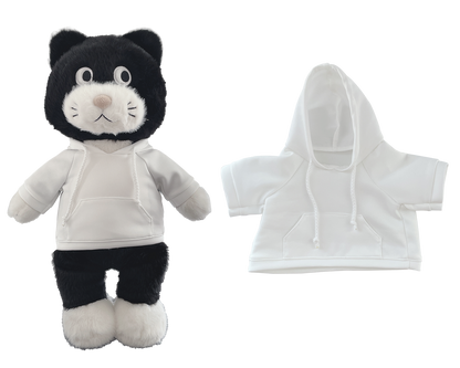 Large Bartholomew Bear & 16" Plush Clothes Outfit - White Hoodie