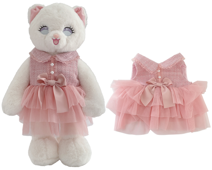 Pink Tweed Tulle Dress for Bartholomew Bear Plush – 14-Inch Outfit