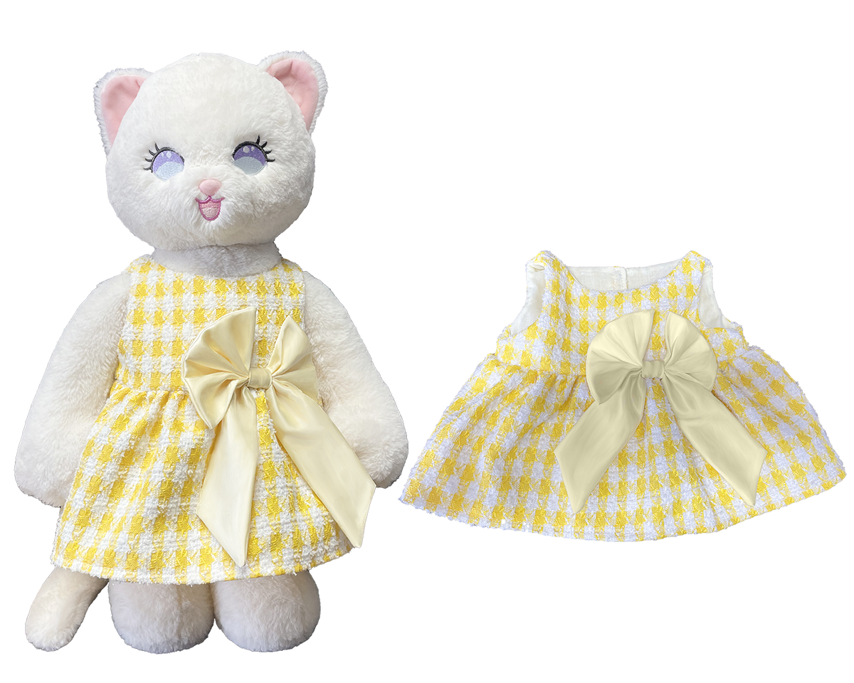 Yellow Tweed Dress for Bartholomew Bear Plush – 14-Inch Outfit