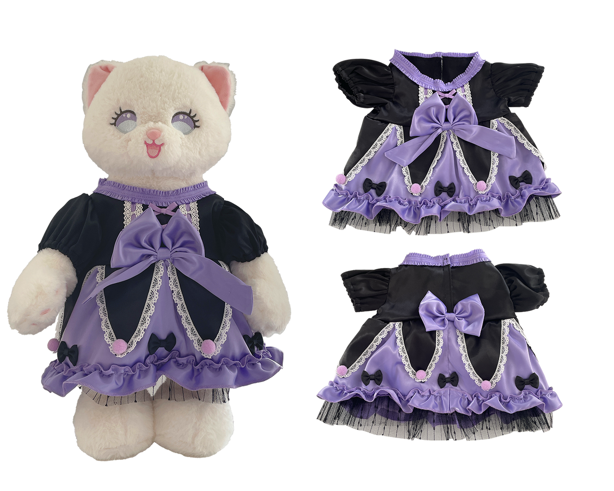 Purple Lolita Puffy Dress for Bartholomew Bear Plush – 14-Inch Outfit