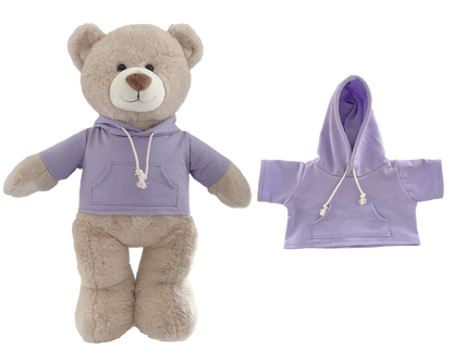 Large Bartholomew Bear & 16" Plush Clothes Outfit - Lavender Hoodie