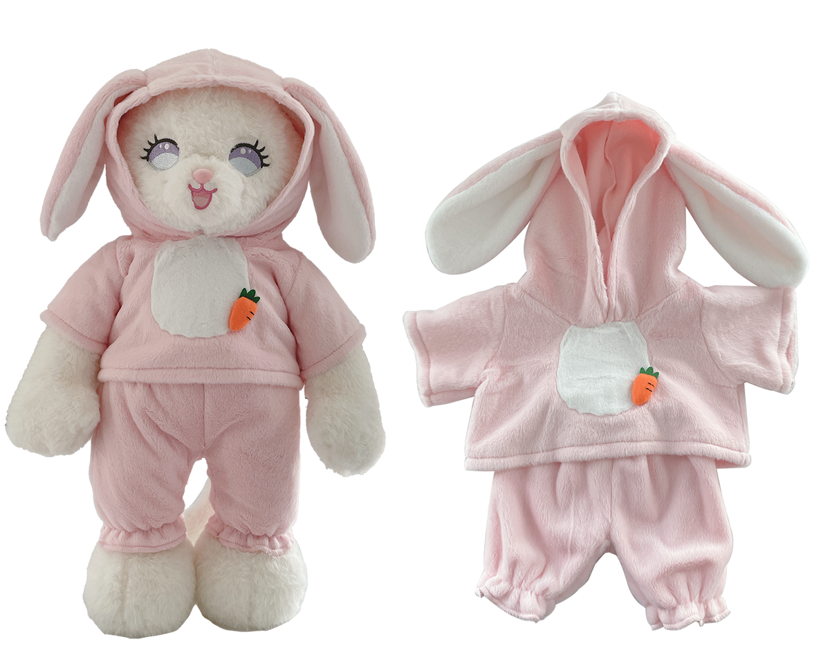 Pink Bunny Ear Pajama Set for Bartholomew Bear Plush – 14-Inch Outfit