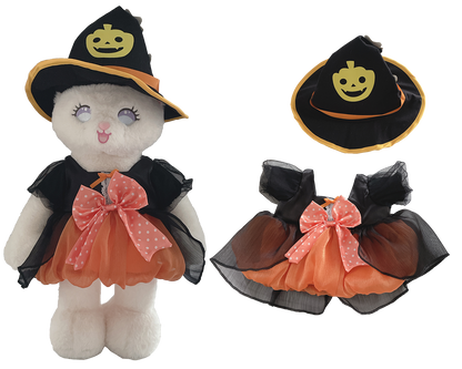 Pumpkin Hat Puffy Dress Outfit Set for Bartholomew Bear Plush – 14-Inch Outfit