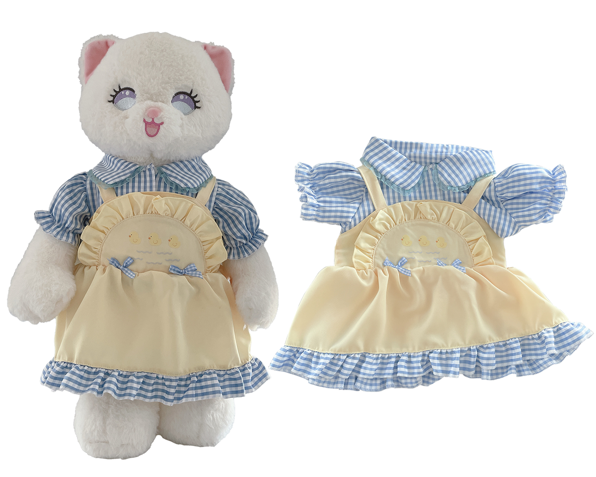 Duck Blue Plaid Dress for Bartholomew Bear Plush – 14-Inch Outfit