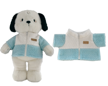 Large Bartholomew Bear & 16" Plush Clothes Outfit - Blue & White Colorblock Jacket