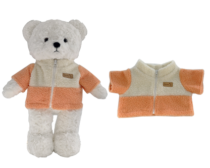 Large Bartholomew Bear & 16" Plush Clothes Outfit - Orange & White Colorblock Jacket