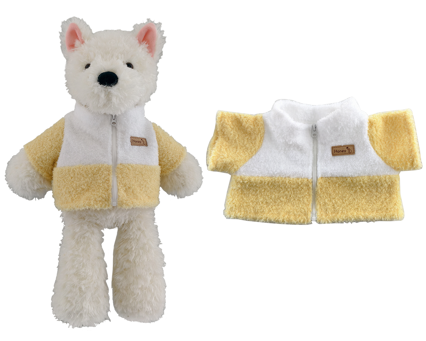 Large Bartholomew Bear & 16" Plush Clothes Outfit - Yellow & White Colorblock Jacket