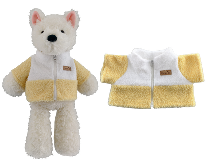 Large Bartholomew Bear & 16" Plush Clothes Outfit - Yellow & White Colorblock Jacket