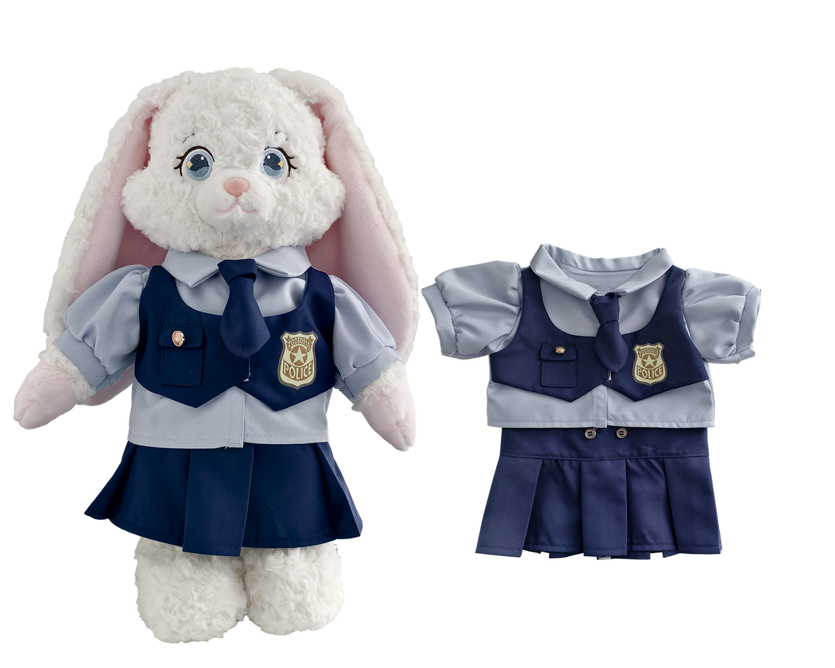 Bunny Officer Pleated Skirt Outfit Set for Bartholomew Bear Plush – 14-Inch Outfit