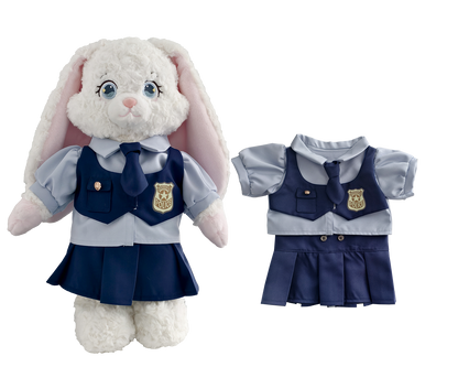 Bunny Officer Pleated Skirt Outfit Set for Bartholomew Bear Plush – 14-Inch Outfit