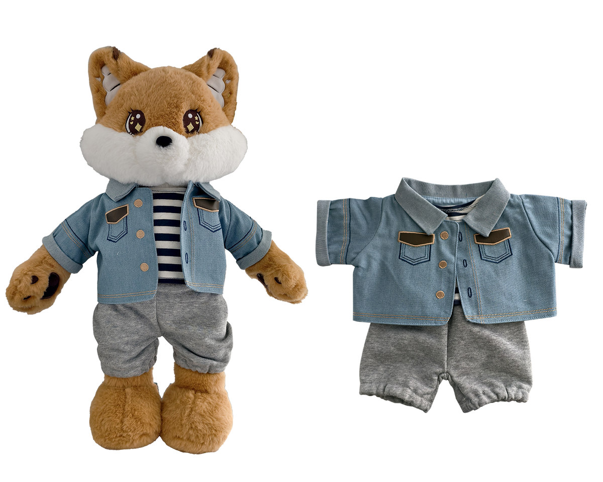 Men's Denim 3-Piece Outfit Set for Bartholomew Bear Plush – 14-Inch Outfit