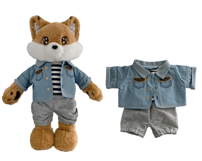 Men's Denim 3-Piece Outfit Set for Bartholomew Bear Plush – 14-Inch Outfit