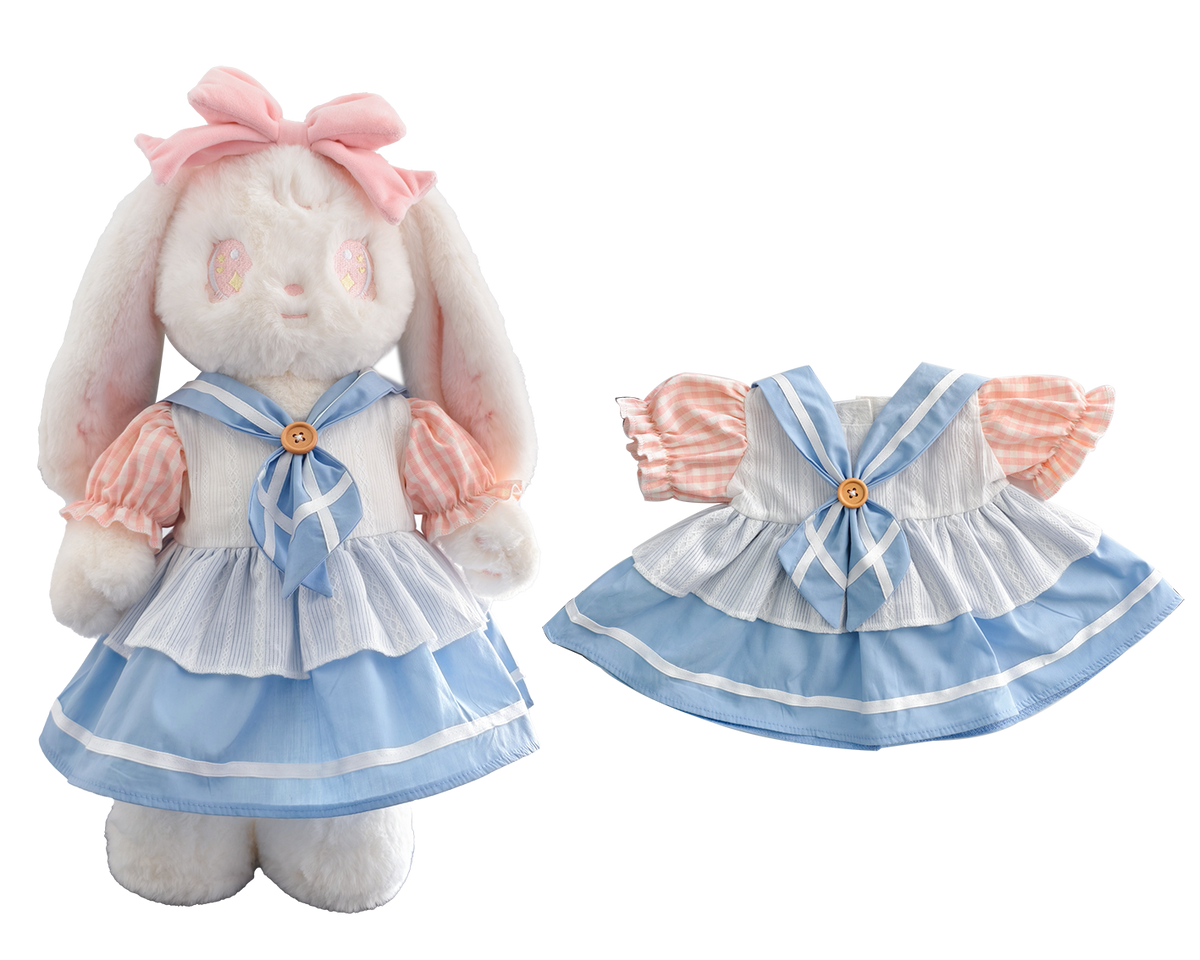 Blue & White Sailor Dress for Bartholomew Bear Plush – 14-Inch Outfit