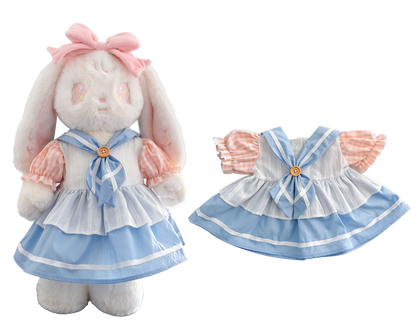 Blue & White Sailor Dress for Bartholomew Bear Plush – 14-Inch Outfit