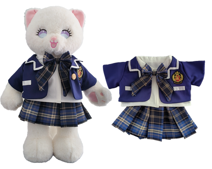 Navy Plaid Jk Uniform 3-Piece Outfit Set for Bartholomew Bear Plush – 14-Inch Outfit
