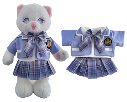 Light Blue Plaid Jk Uniform 3-Piece Outfit Set for Bartholomew Bear Plush – 14-Inch Outfit