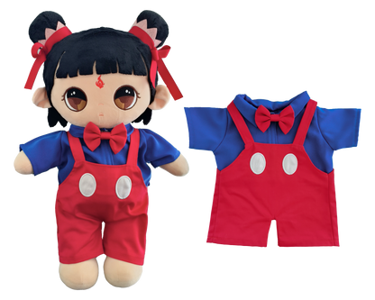 Red & Blue Overalls Outfit Set for Bartholomew Bear Plush – 14-Inch Outfit
