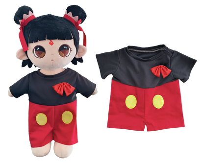 Large Bartholomew Bear & 16" Plush Clothes Outfit - Red & Black Bow Romper