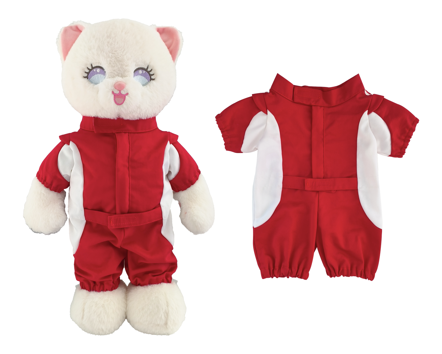 Large Bartholomew Bear & 16" Plush Clothes Outfit - Red Racing Suit
