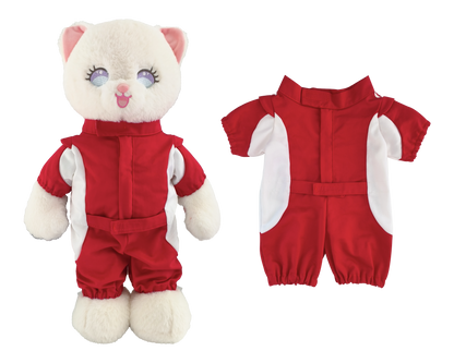 Large Bartholomew Bear & 16" Plush Clothes Outfit - Red Racing Suit