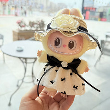 4inch bag charm cute custom clothes outfits - Elegant dress and straw hat