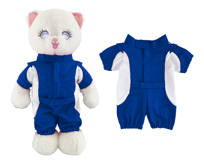 Large Bartholomew Bear & 16" Plush Clothes Outfit - Blue Racing Suit