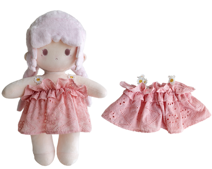 Pink Lace Jacquard Slip Dress for Bartholomew Bear Plush – 14-Inch Outfit