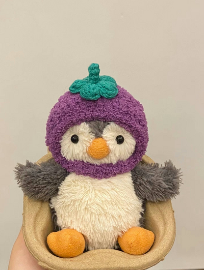 3inch jellycat amusable peanut/small peanut penguin cute hat outfit - eggplant - AP05