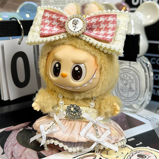 4inch bag charm cute custom clothes outfits - Pink dress & big bow - 0523