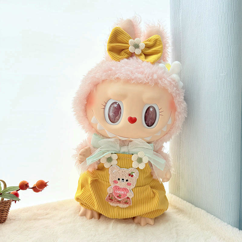 15inch plush cute custom clothes outfits - yellow overall - 0523