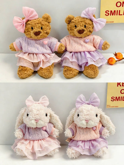 Bartholomew Bear/Yummy Bunny clothes outfits - Pink Purple Knit Sweater & Tulle Skirt