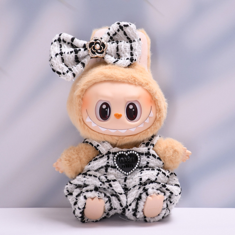 4inch bag charm cute custom clothes outfits - Black logo white overall