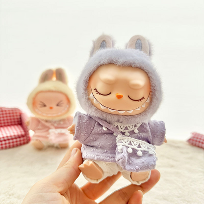 4inch bag charm cute custom clothes outfits - purple & pink sweater with bag - 021812/021813